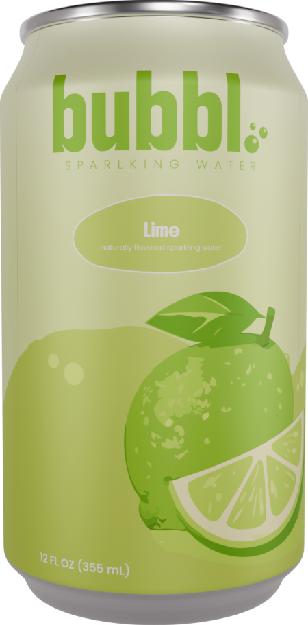 A can of refreshing bubbl Lime sparkling water