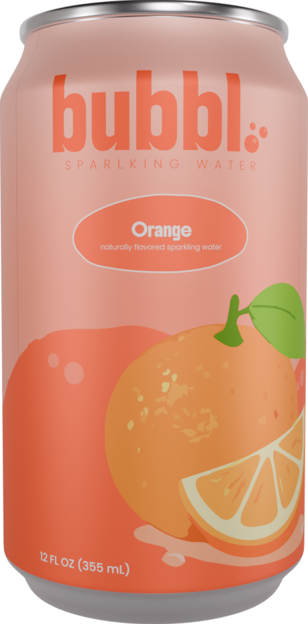 A can of refreshing bubbl Orange sparkling water